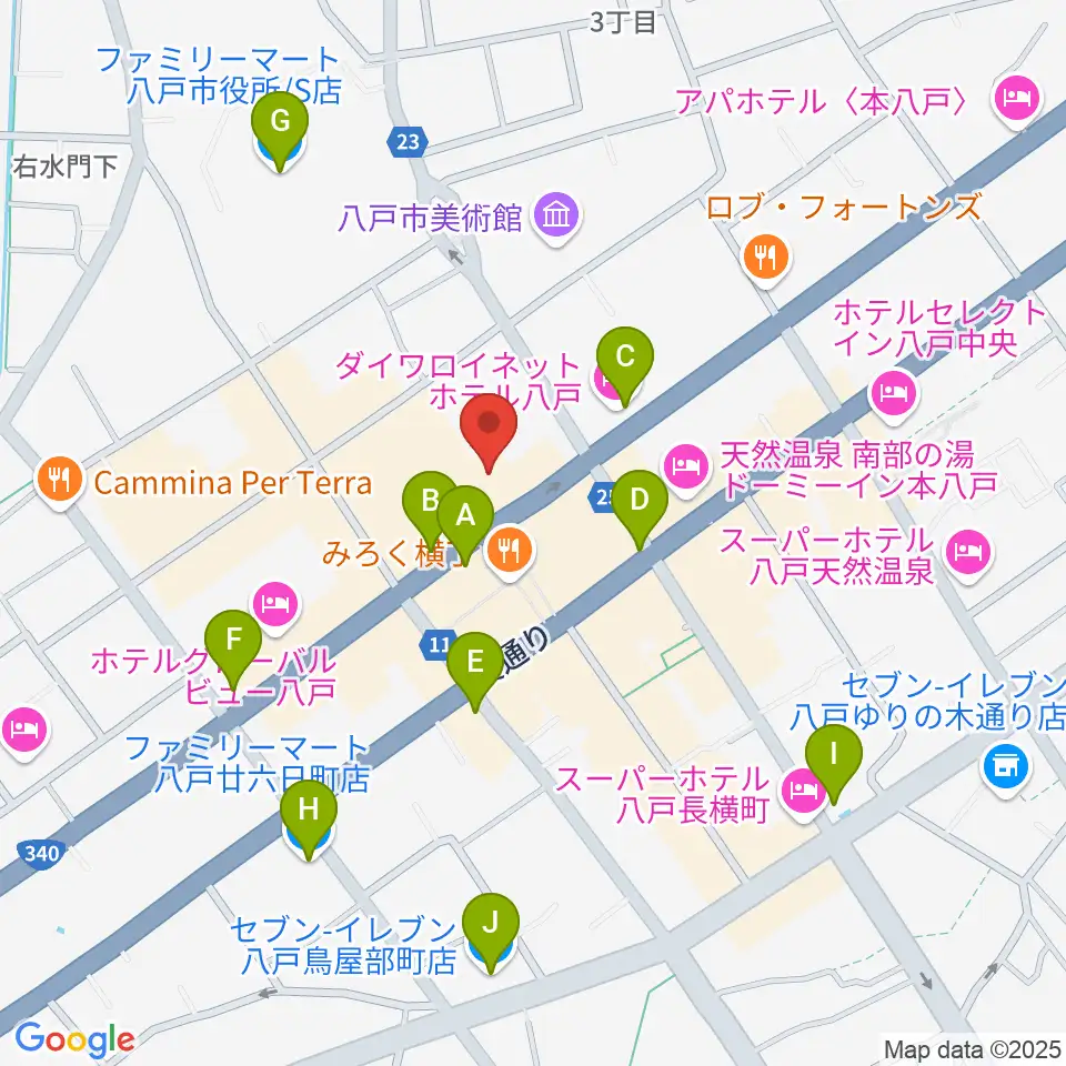 八戸ポータルミュージアムはっち周辺のコンビニエンスストア一覧地図