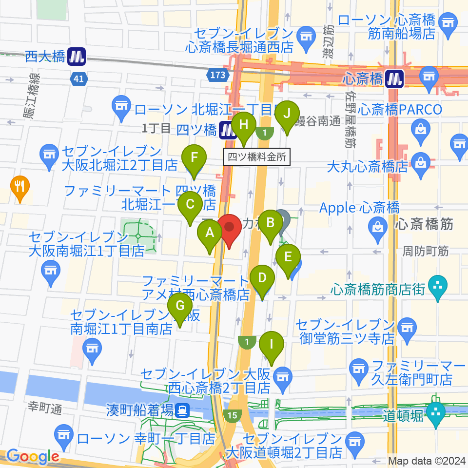 堀江5th street周辺のコンビニエンスストア一覧地図