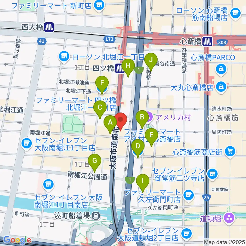 堀江5th street周辺のコンビニエンスストア一覧地図