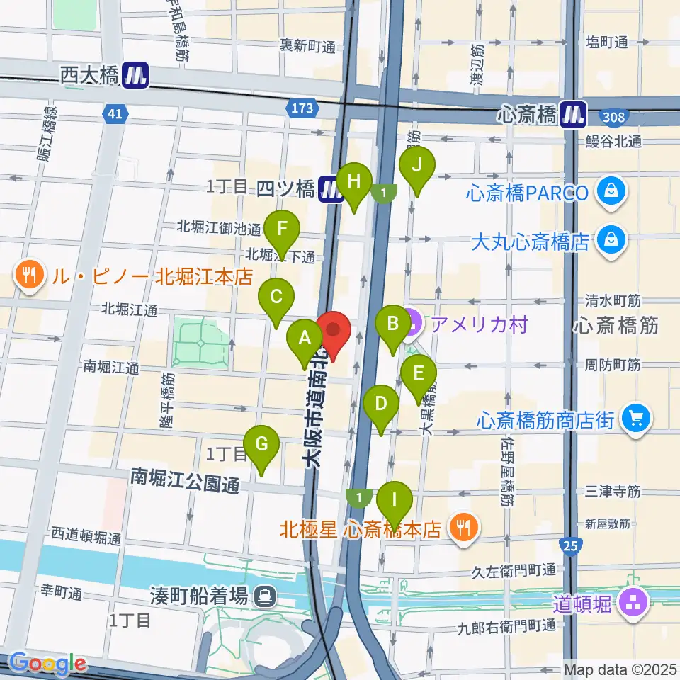 堀江5th street周辺のコンビニエンスストア一覧地図