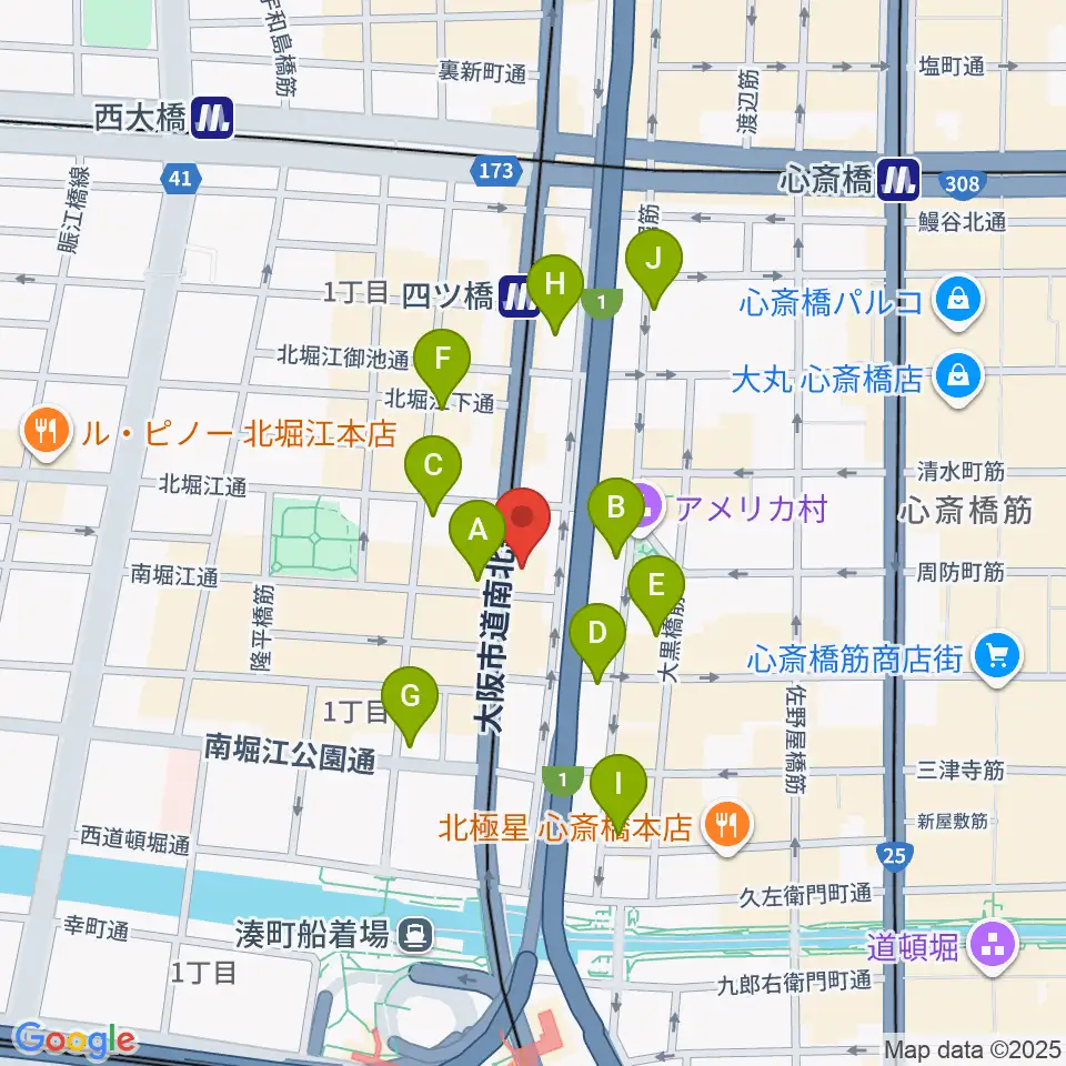 堀江5th street周辺のコンビニエンスストア一覧地図