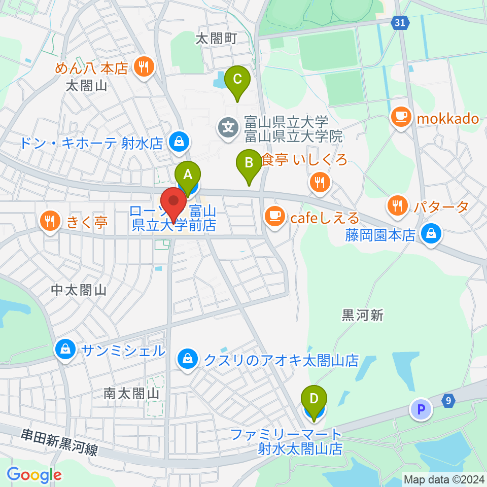 開進堂楽器 MPC太閤山周辺のコンビニエンスストア一覧地図