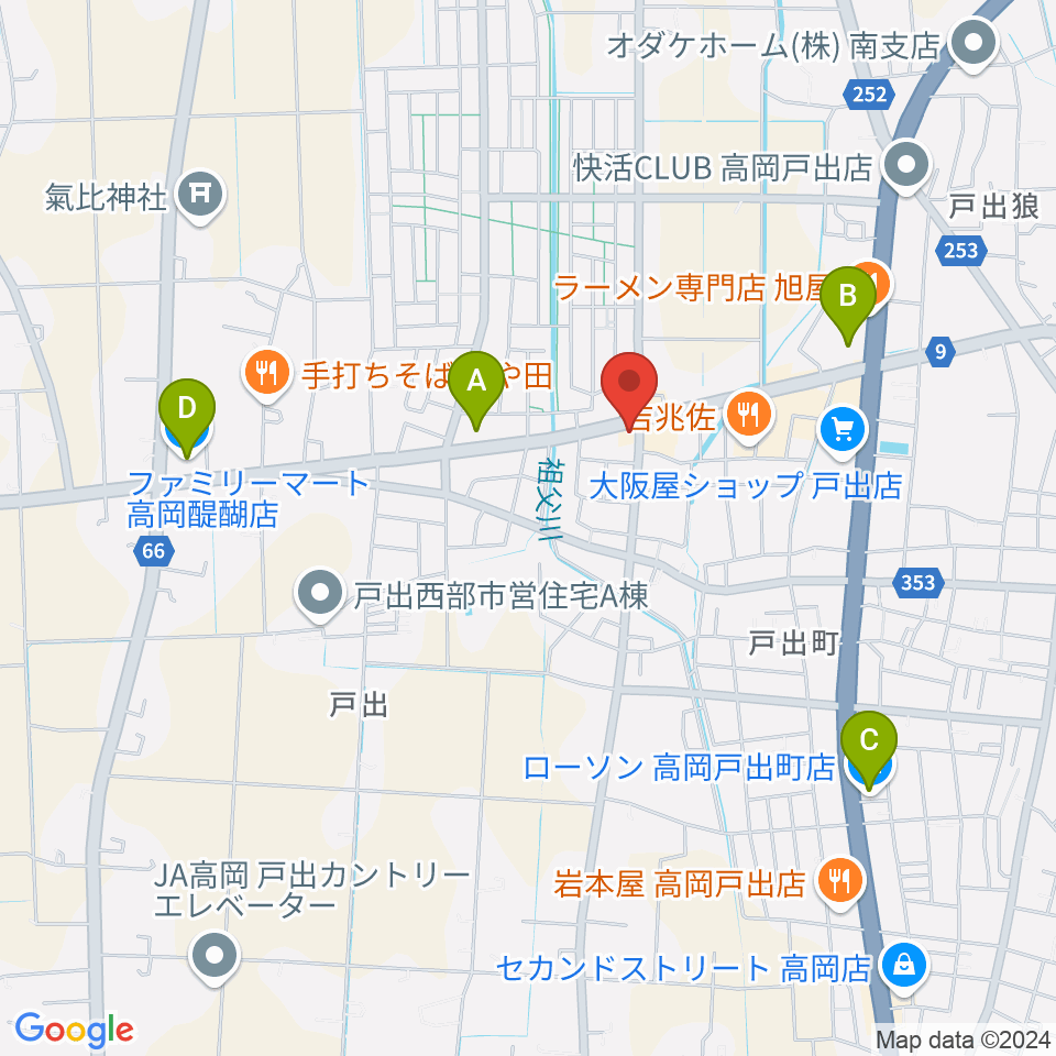 開進堂楽器 MPC戸出周辺のコンビニエンスストア一覧地図