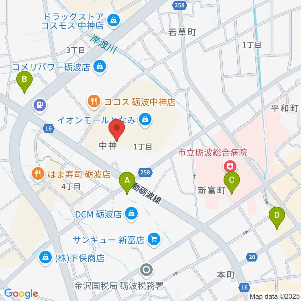 MPC砺波 開進堂楽器周辺のコンビニエンスストア一覧地図