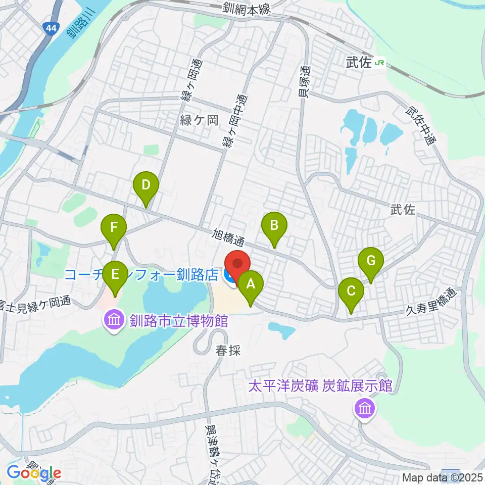 FMくしろ周辺のコンビニエンスストア一覧地図