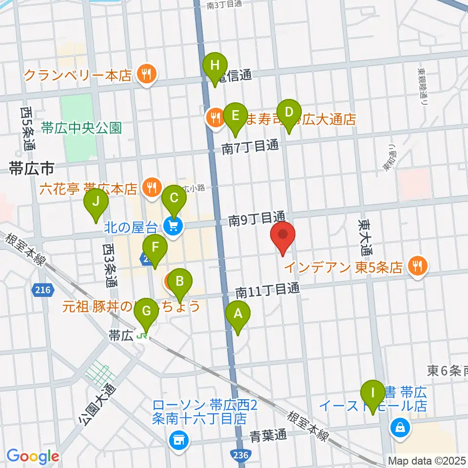 おびひろ市民ラジオ FM WING周辺のコンビニエンスストア一覧地図