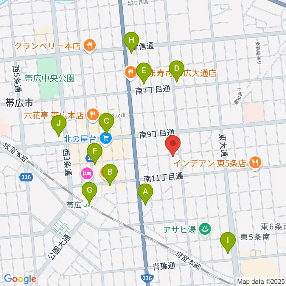 おびひろ市民ラジオ FM WING周辺のコンビニエンスストア一覧地図