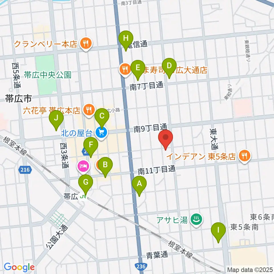 おびひろ市民ラジオ FM WING周辺のコンビニエンスストア一覧地図