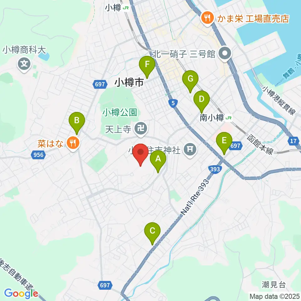FMおたる周辺のコンビニエンスストア一覧地図