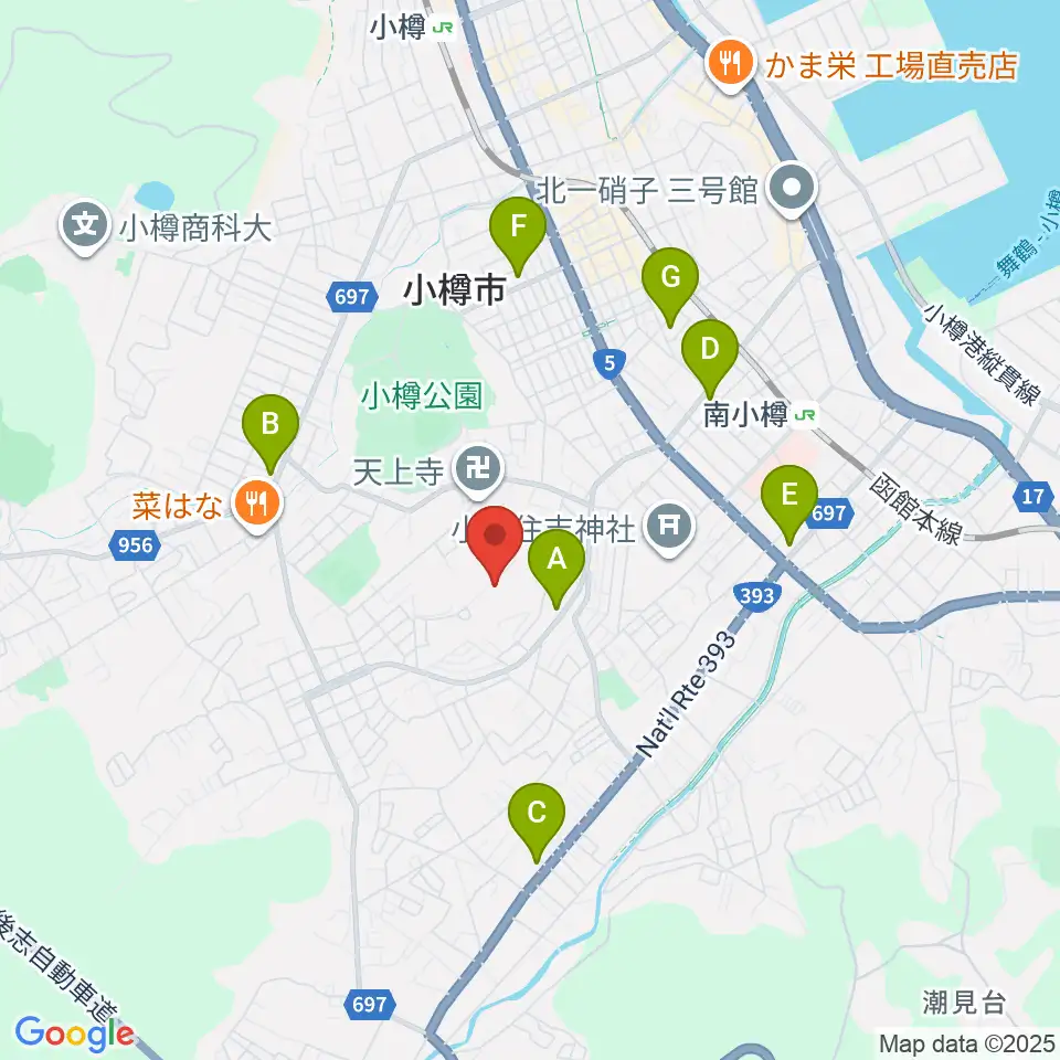 FMおたる周辺のコンビニエンスストア一覧地図
