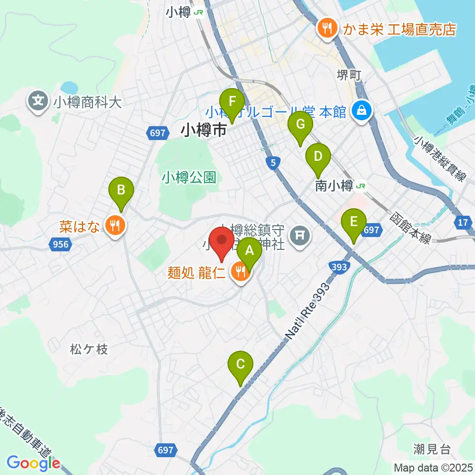 FMおたる周辺のコンビニエンスストア一覧地図