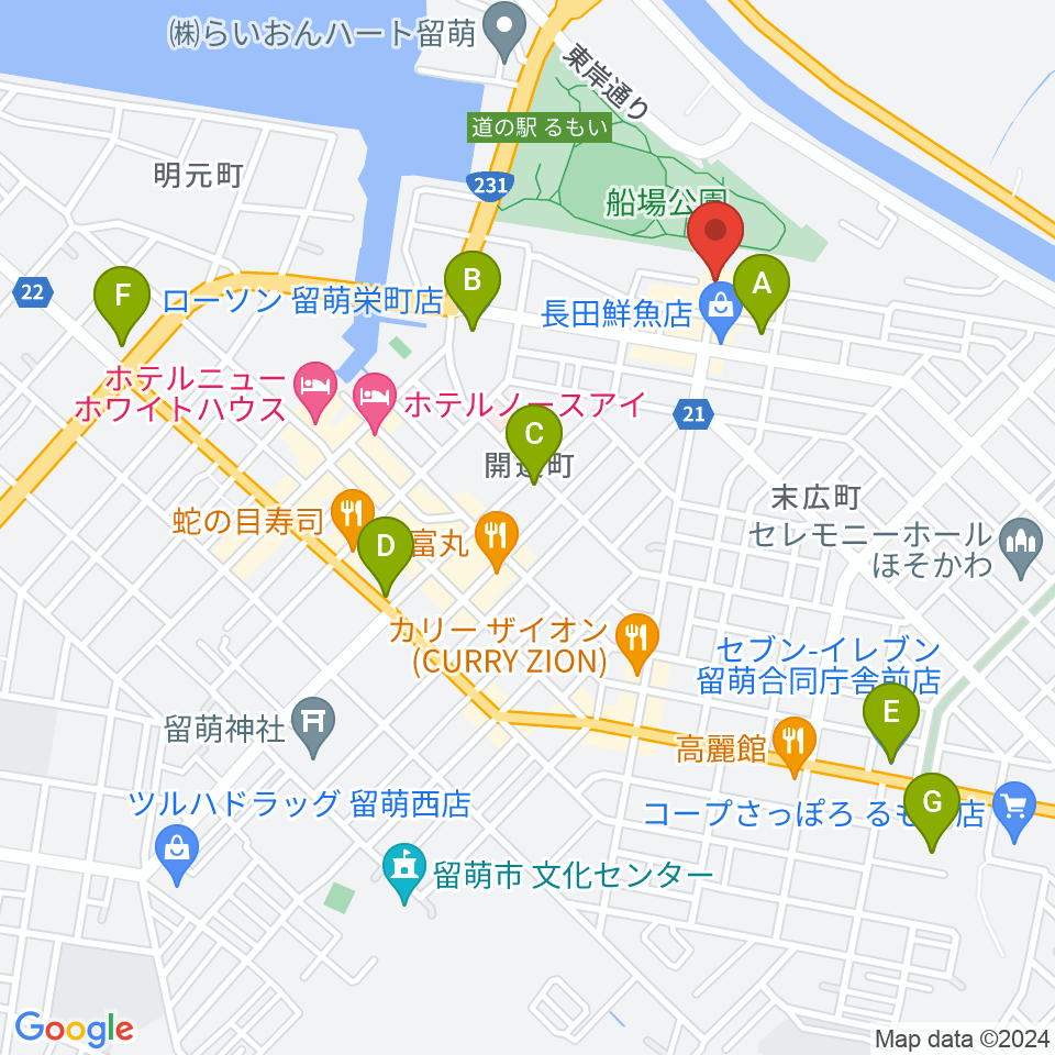 エフエムもえる周辺のコンビニエンスストア一覧地図