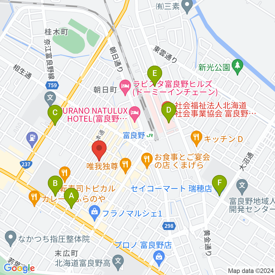 ラジオふらの周辺のコンビニエンスストア一覧地図