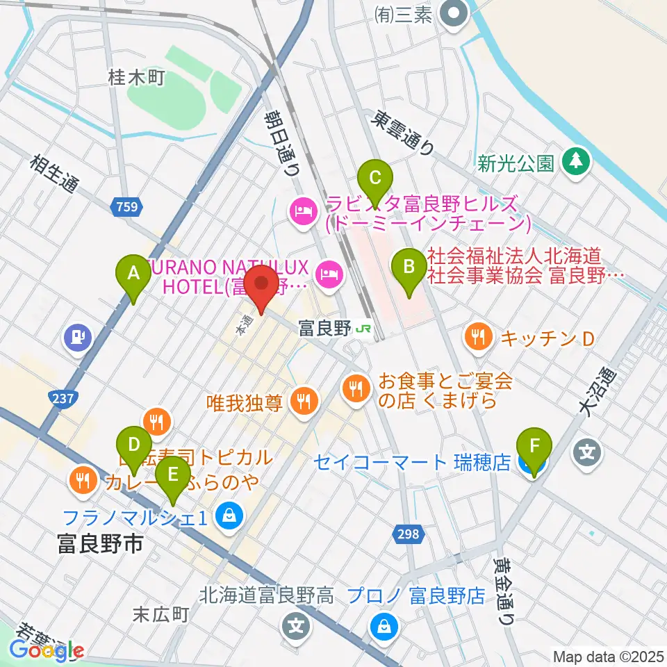 ラジオふらの周辺のコンビニエンスストア一覧地図