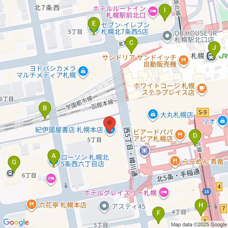 札幌センター ヤマハミュージック周辺のコンビニエンスストア一覧地図