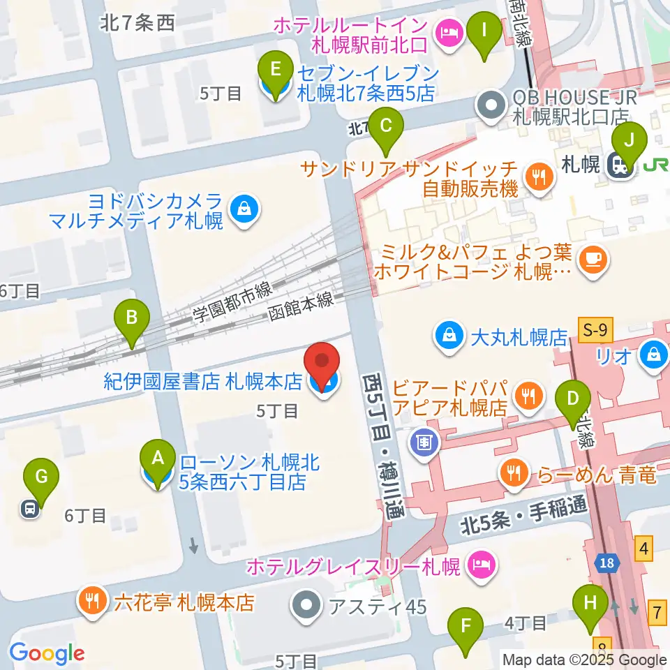 札幌センター ヤマハミュージック周辺のコンビニエンスストア一覧地図