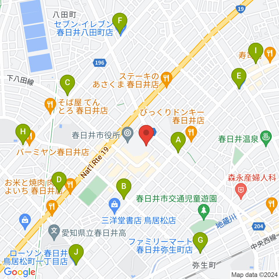春日井市民会館周辺のコンビニエンスストア一覧地図