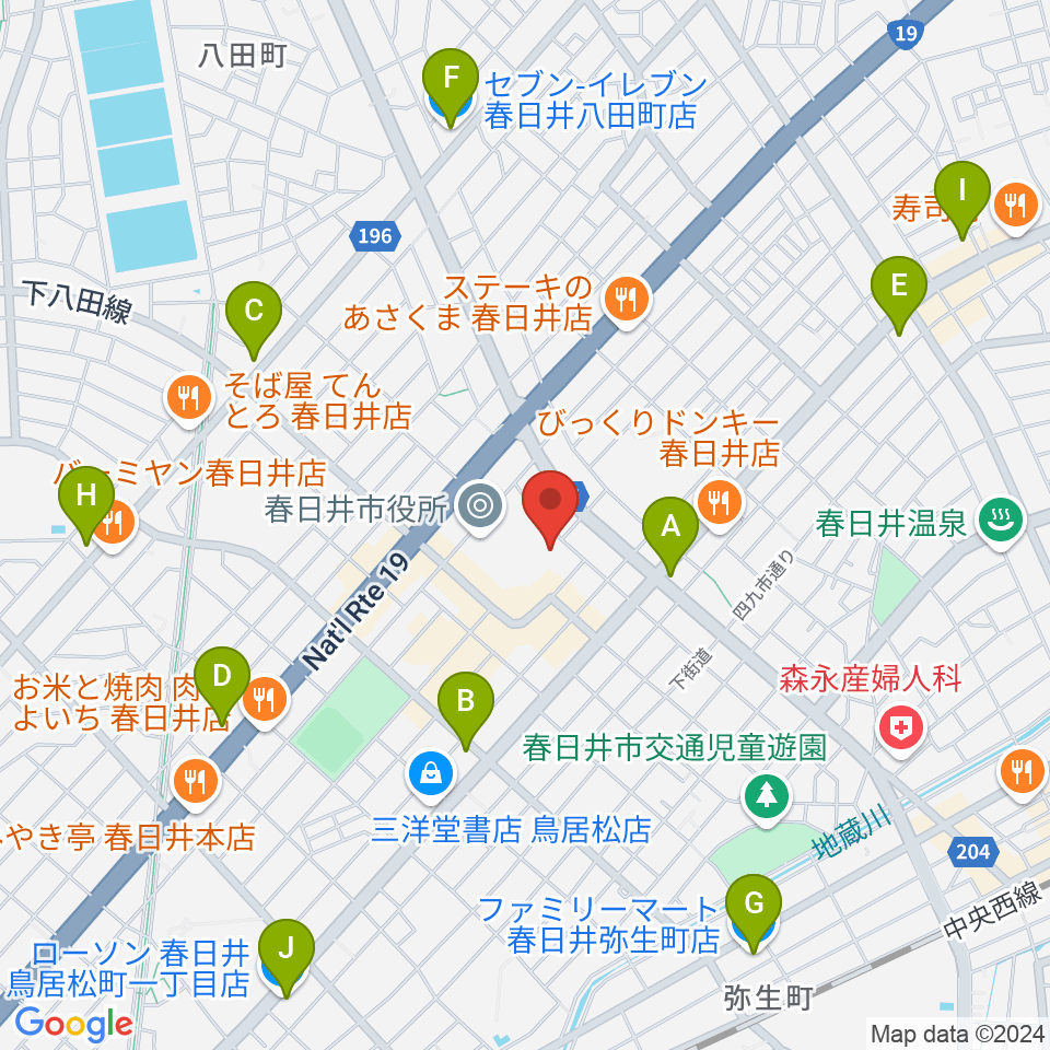 春日井市民会館周辺のコンビニエンスストア一覧地図