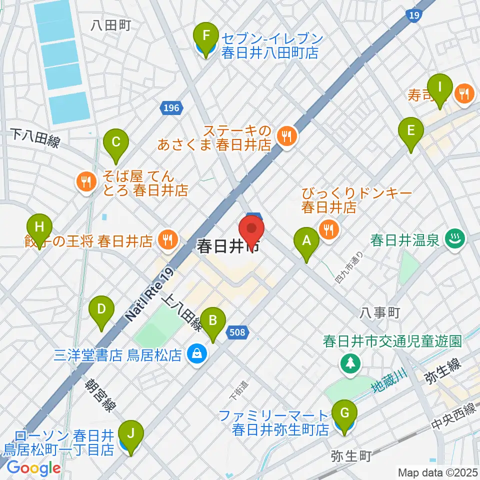 春日井市民会館周辺のコンビニエンスストア一覧地図