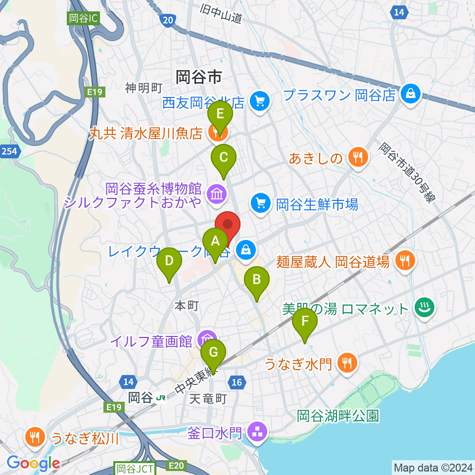 カノラホール 岡谷市文化会館周辺のコンビニエンスストア一覧地図