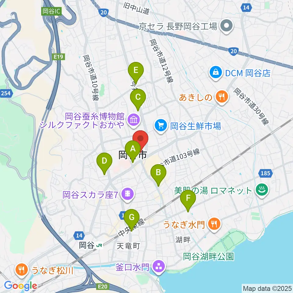 カノラホール 岡谷市文化会館周辺のコンビニエンスストア一覧地図