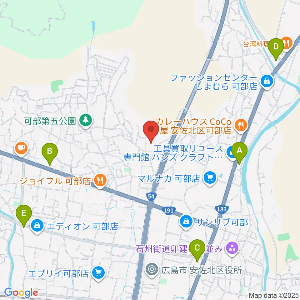 安佐北区民文化センター周辺のコンビニエンスストア一覧地図