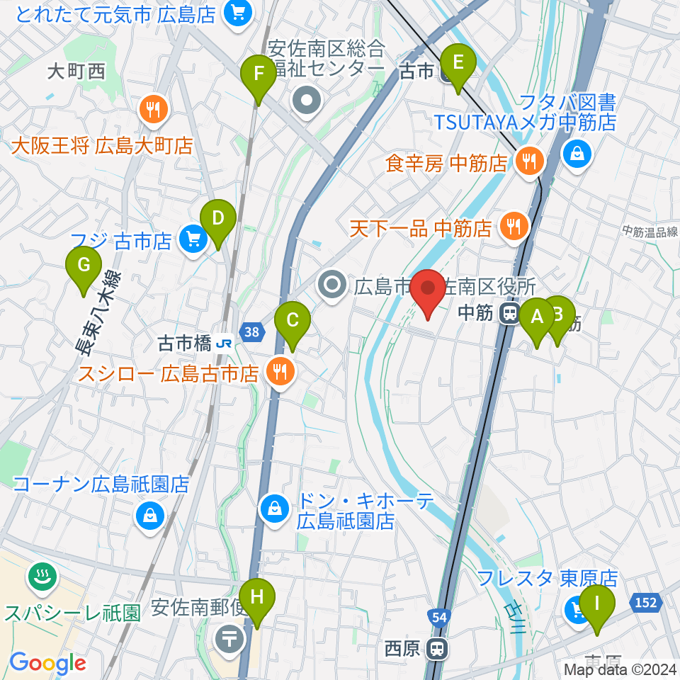 マエダハウジング安佐南区民文化センター周辺のコンビニエンスストア一覧地図