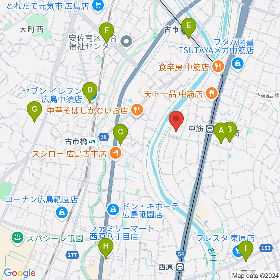 マエダハウジング安佐南区民文化センター周辺のコンビニエンスストア一覧地図