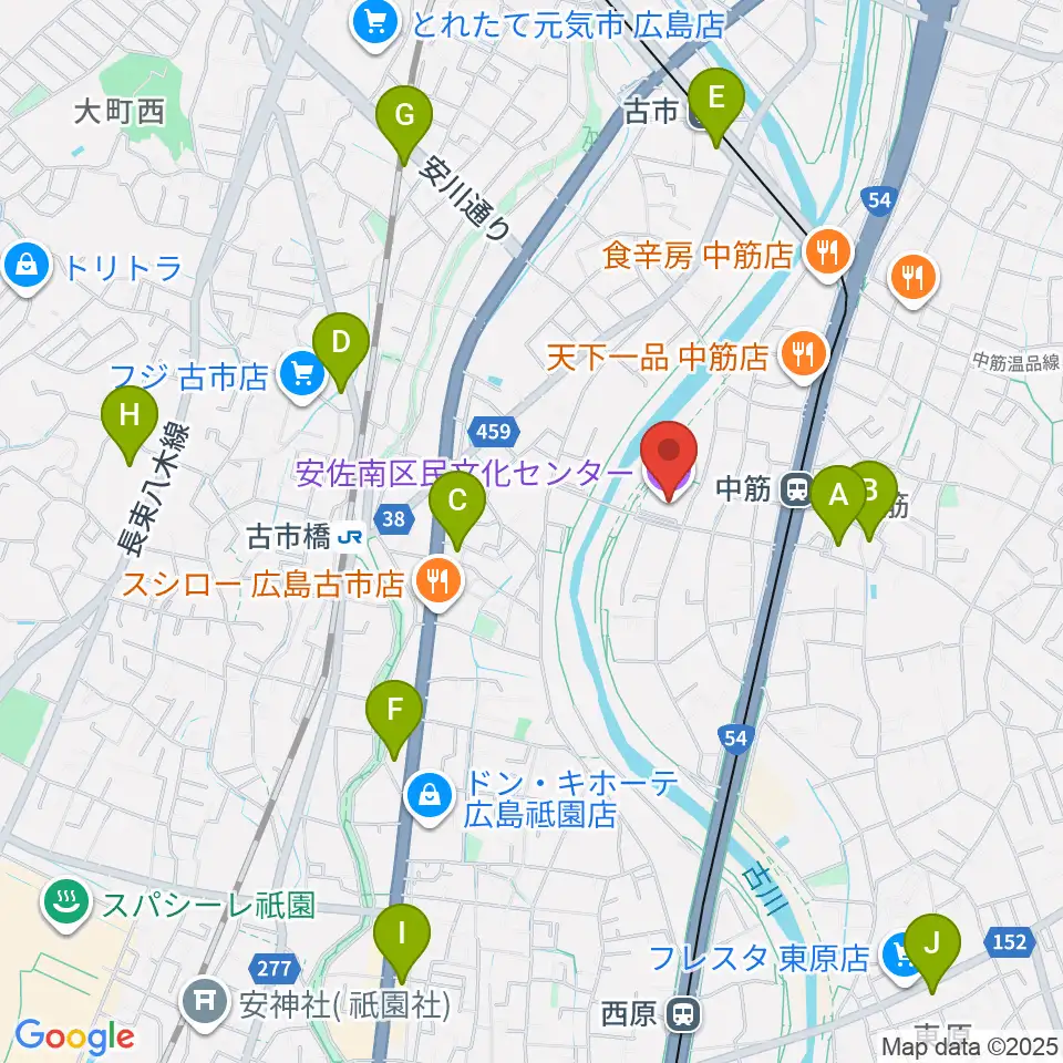 マエダハウジング安佐南区民文化センター周辺のコンビニエンスストア一覧地図