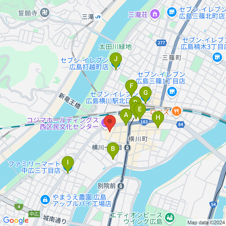 コジマホールディングス西区民文化センター周辺のコンビニエンスストア一覧地図