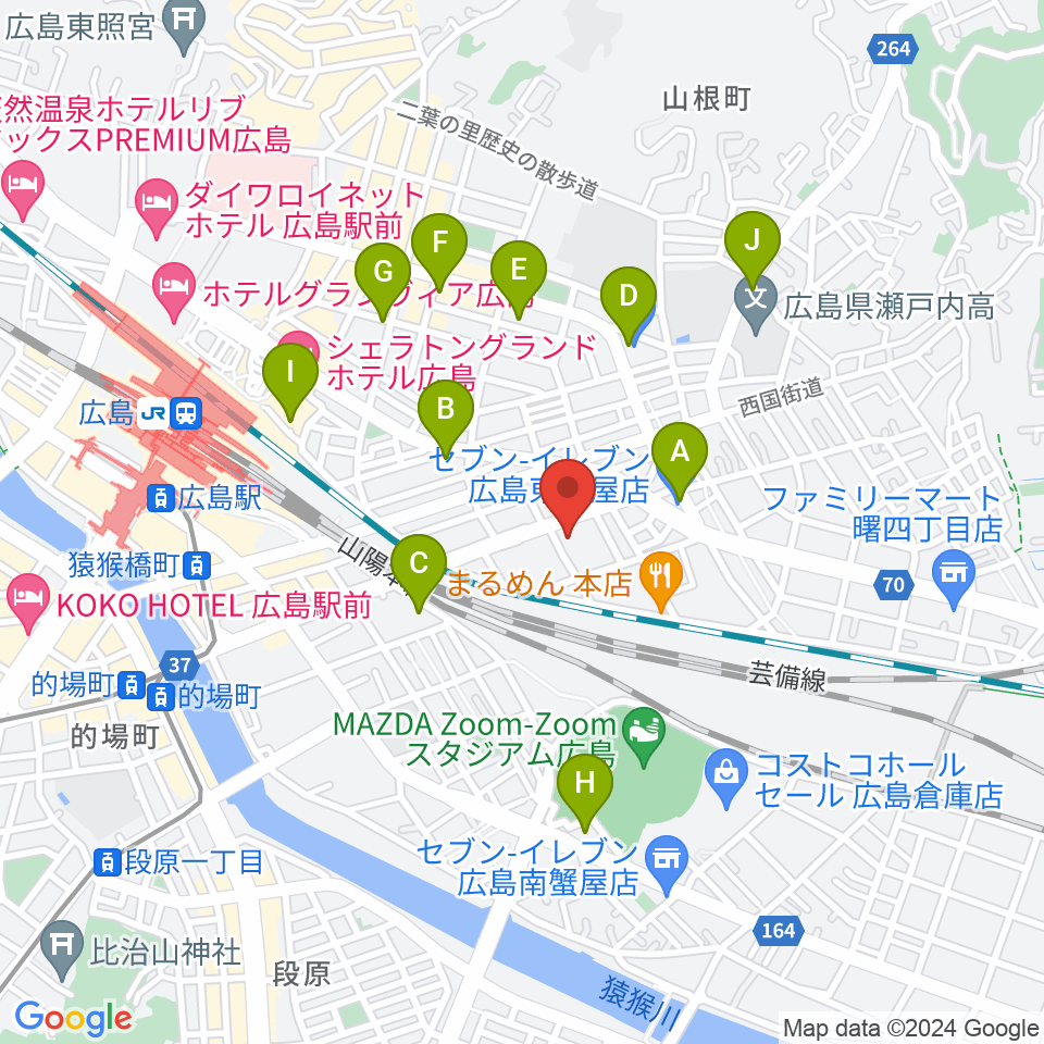 広島市東区民文化センター周辺のコンビニエンスストア一覧地図
