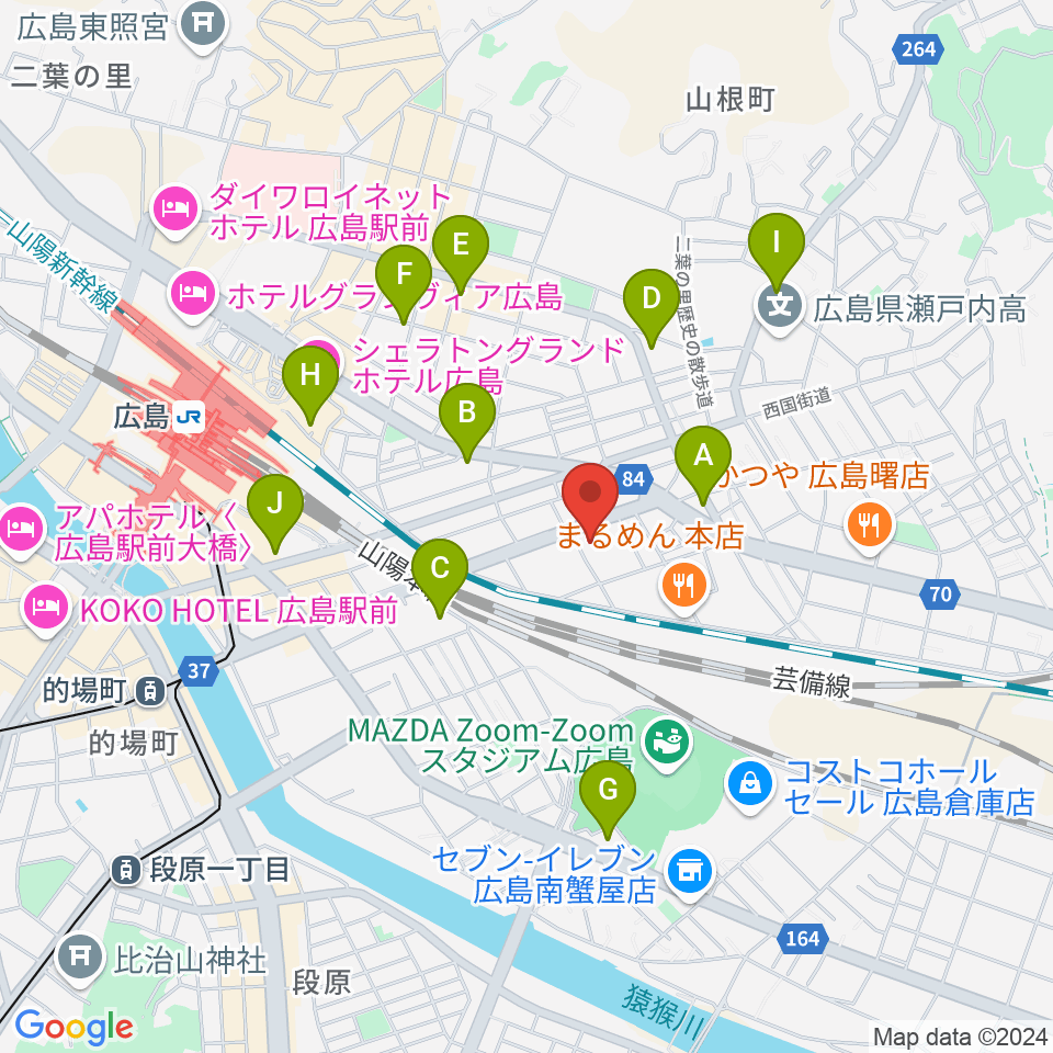 広島市東区民文化センター周辺のコンビニエンスストア一覧地図