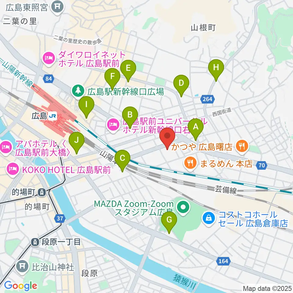 広島市東区民文化センター周辺のコンビニエンスストア一覧地図