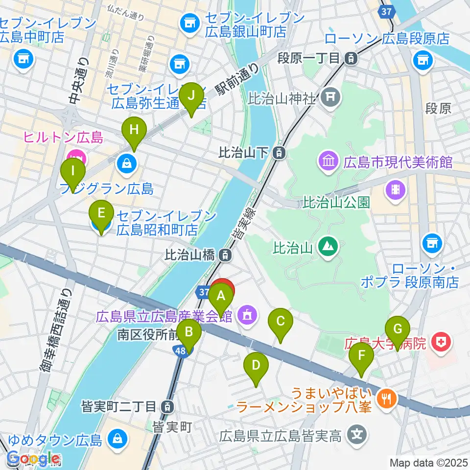 広島市南区民文化センター周辺のコンビニエンスストア一覧地図