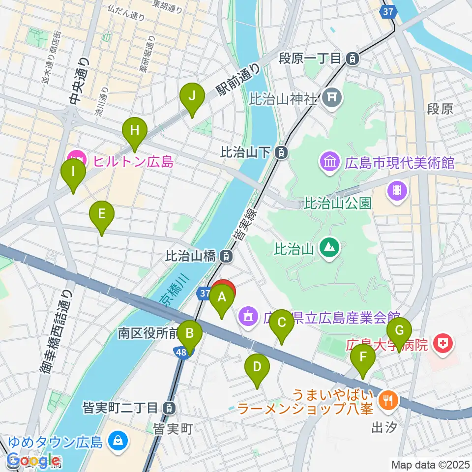 広島市南区民文化センター周辺のコンビニエンスストア一覧地図