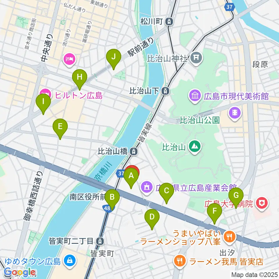 広島市南区民文化センター周辺のコンビニエンスストア一覧地図