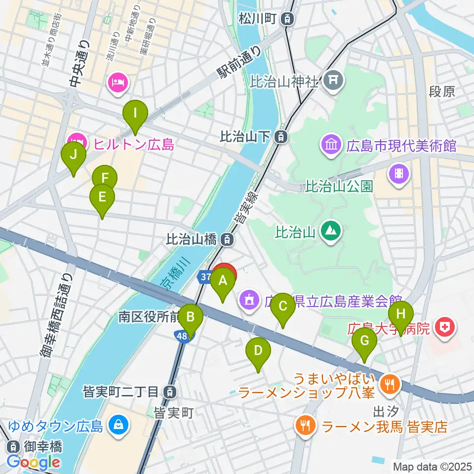 広島市南区民文化センター周辺のコンビニエンスストア一覧地図