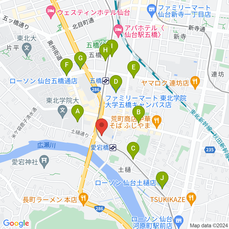 ラジオ3 仙台シティエフエム周辺のコンビニエンスストア一覧地図