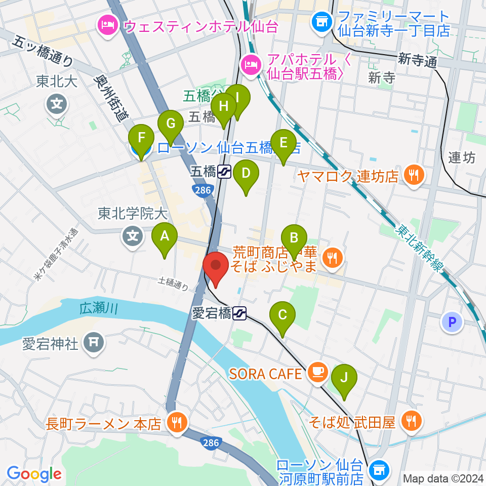 ラジオ3 仙台シティエフエム周辺のコンビニエンスストア一覧地図