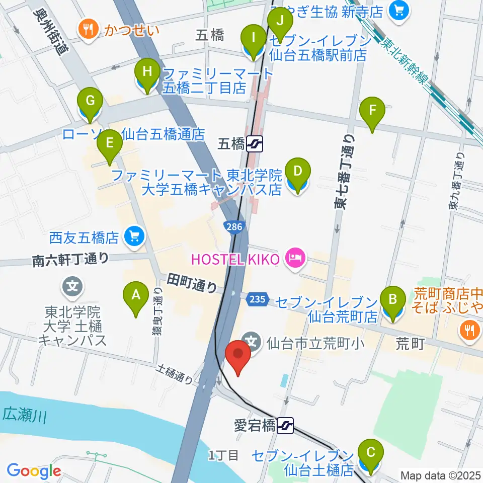ラジオ3 仙台シティエフエム周辺のコンビニエンスストア一覧地図