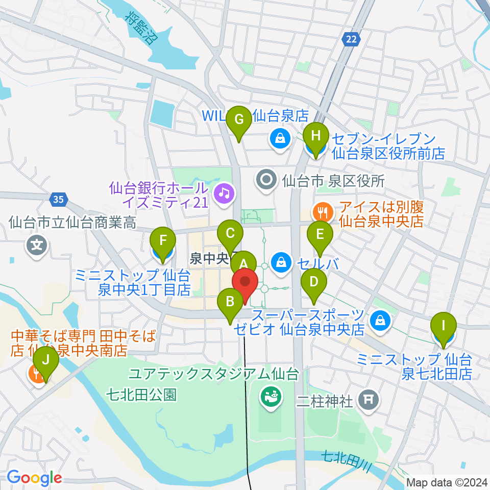 fmいずみ周辺のコンビニエンスストア一覧地図