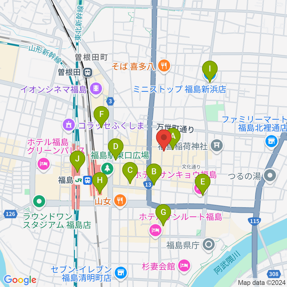 エフエムポコ周辺のコンビニエンスストア一覧地図