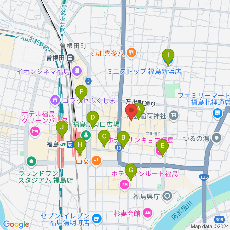 エフエムポコ周辺のコンビニエンスストア一覧地図