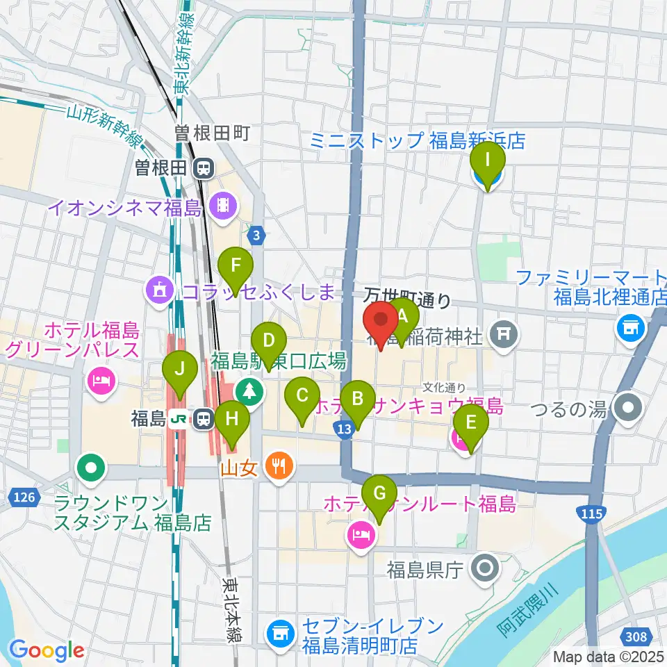 エフエムポコ周辺のコンビニエンスストア一覧地図