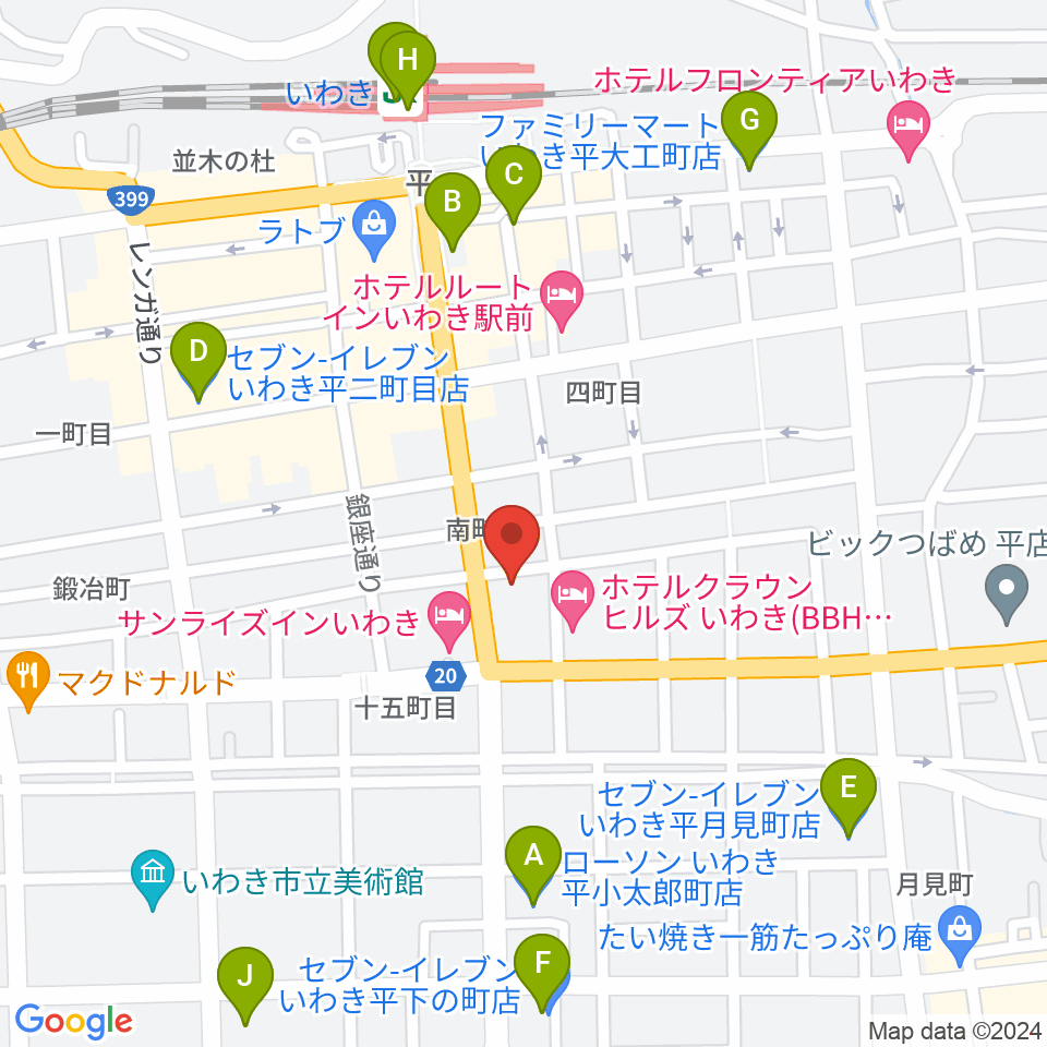 FMいわき周辺のコンビニエンスストア一覧地図