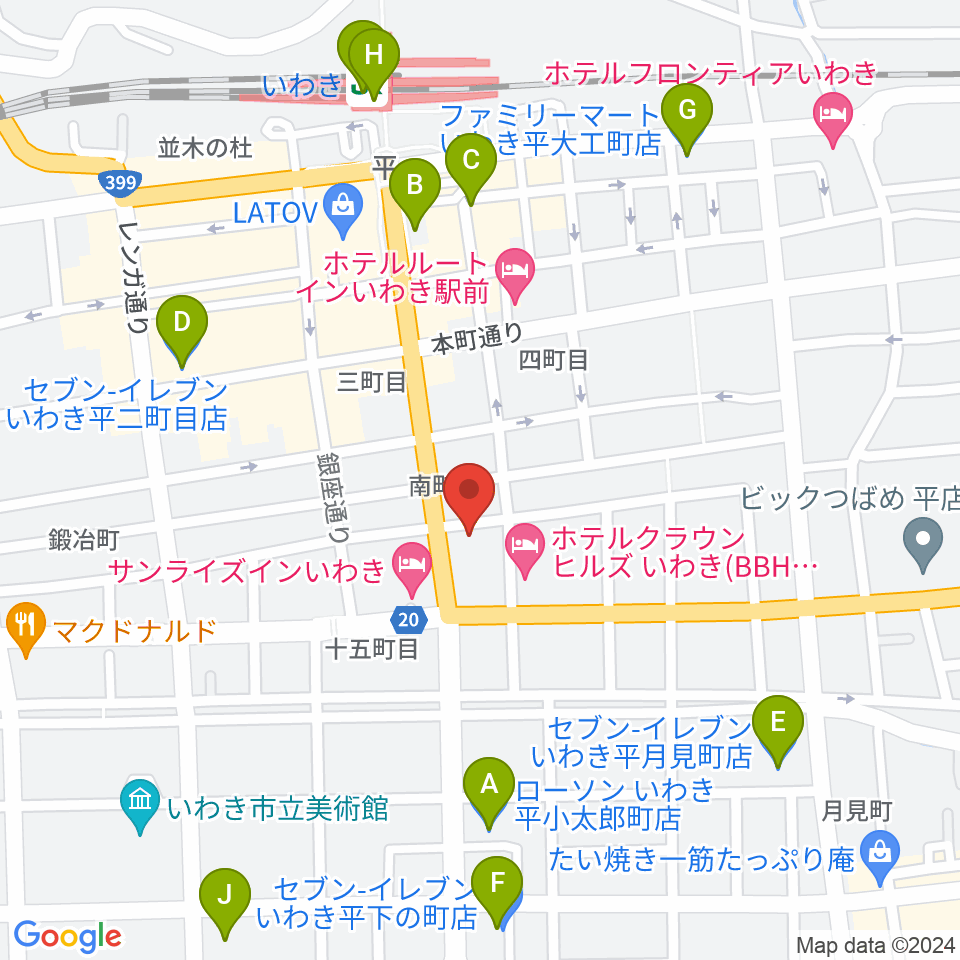 FMいわき周辺のコンビニエンスストア一覧地図