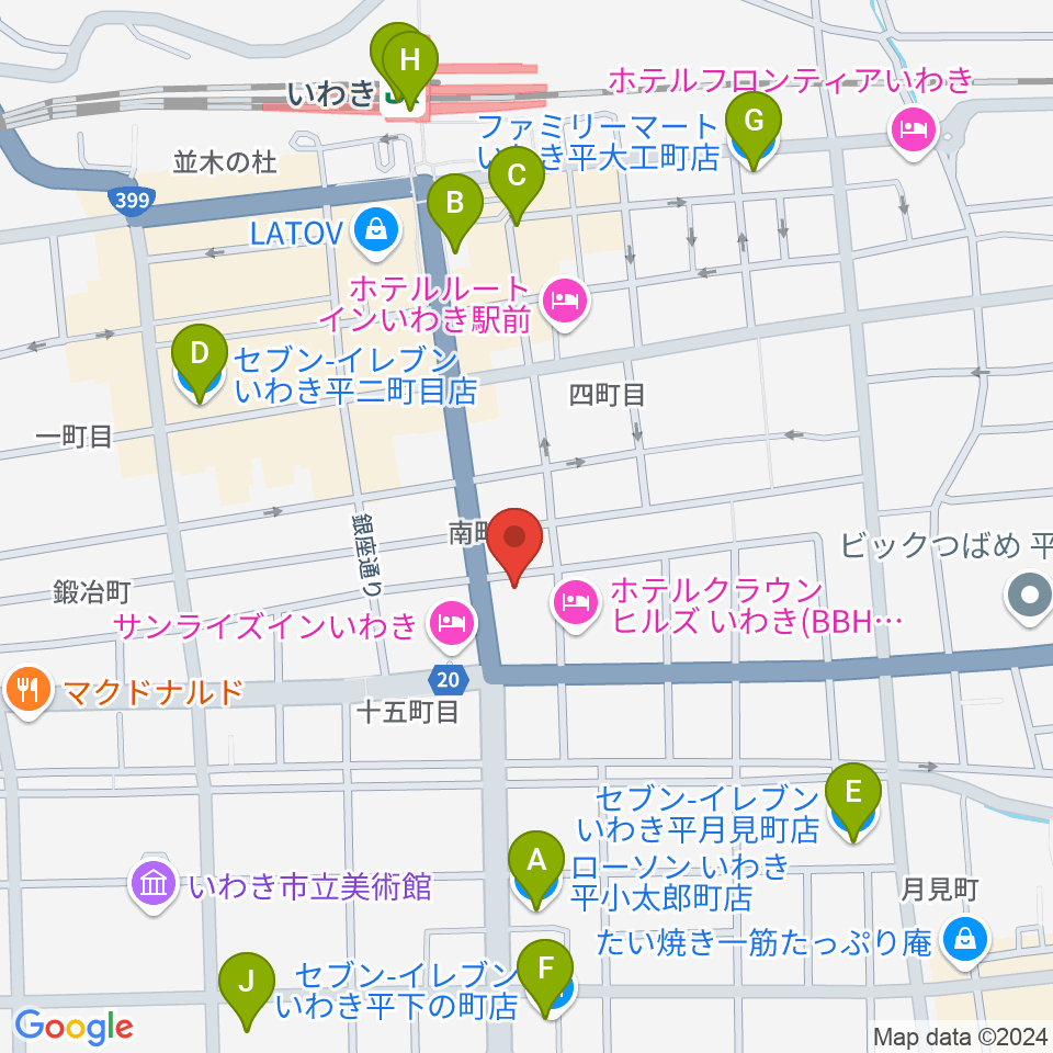 FMいわき周辺のコンビニエンスストア一覧地図