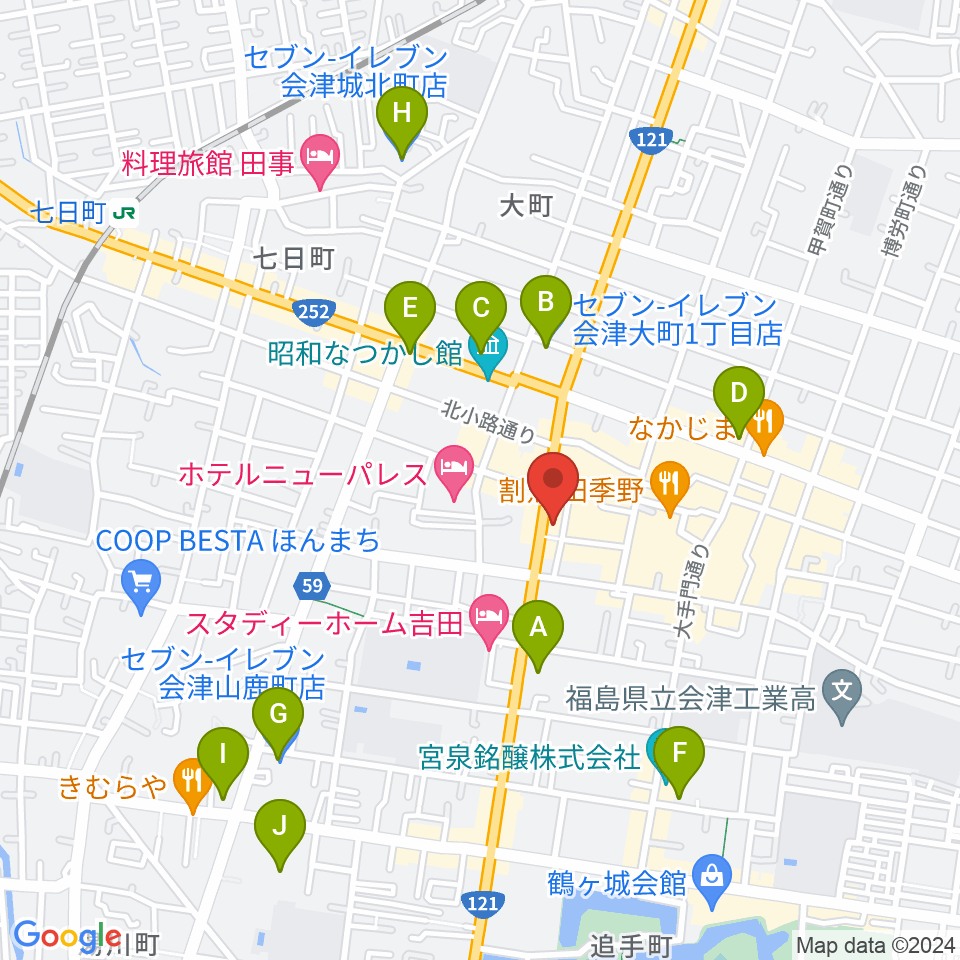 エフエム会津周辺のコンビニエンスストア一覧地図