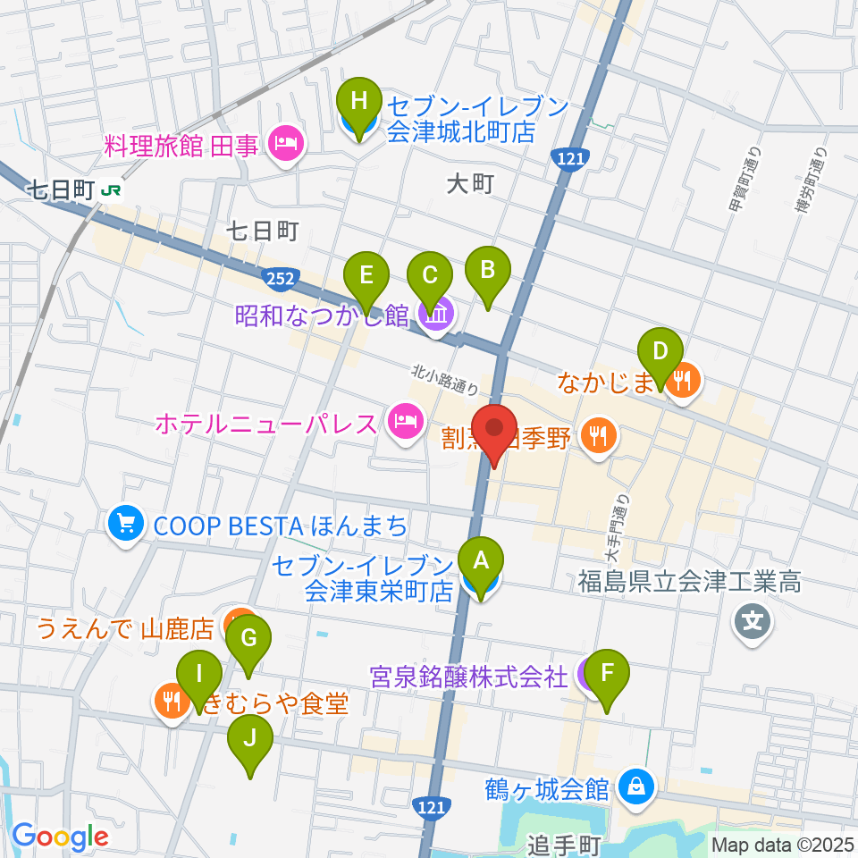 エフエム会津周辺のコンビニエンスストア一覧地図