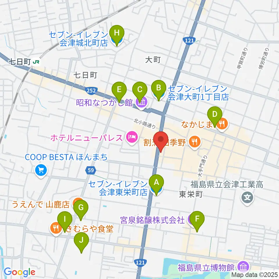 エフエム会津周辺のコンビニエンスストア一覧地図